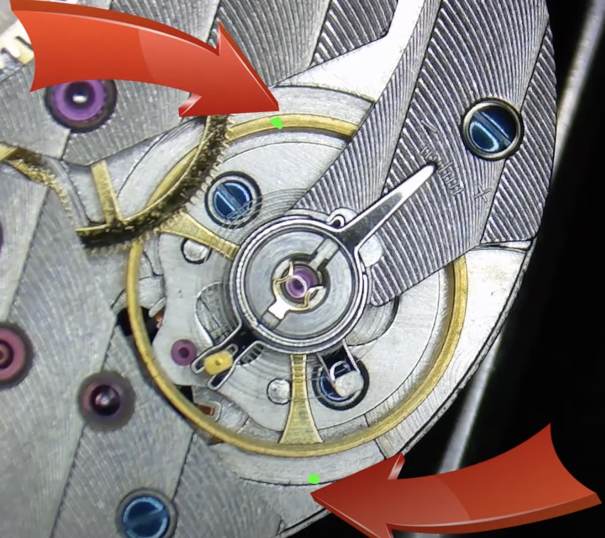 Repères sur balancier et platine — méthode slow-mo